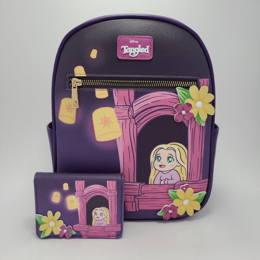 NWT Disney Tangled Chibi Rapunzel Mini Backpack and Wallet Set